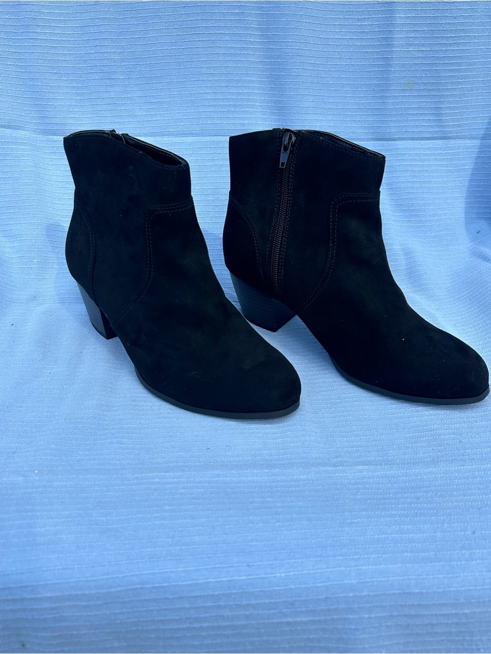 a.n.a - Clay- Black Suede Ankle Booties with Side Zip